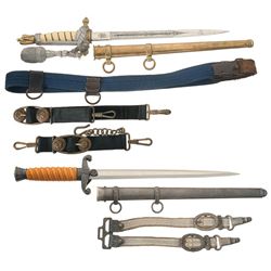 Two Nazi Military Daggers Including a Second Model Hoerster Kriegsmarine Dagger with Scabbard Portap