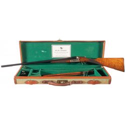 Engraved W.W. Greener Side by Side 20 Gauge Shotgun with Case