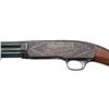 Image 2 : Engraved Gold and Silver Inlaid Winchester Model 42 Slide Action Shotgun with Solid Rib and Straight