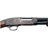 Image 3 : Engraved Gold and Silver Inlaid Winchester Model 42 Slide Action Shotgun with Solid Rib and Straight