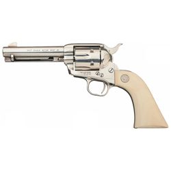 Colt Black Powder Frame Single Action Army Revolver with Unique Long Grip Frame and Ivory Grips