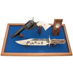 Colt 1 of 1,000 Cowboy Single Action Army Revolver and Knife Set with Display Case and Boxes