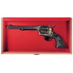 Magnificent Cased Factory A.A. White Master Engravers Gold Inlaid Colt Western States Animal Special