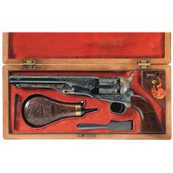 Cased Klay Associates Andrew Bourbon Signed and Engraved Colt Second Generation 1861 Navy Percussion