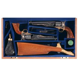 Cased Factory Engraved and Gold Inlaid Number 1 of 40 Second Generation Colt Model 1860 Army Cavalry