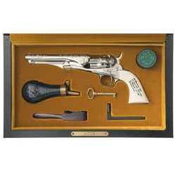 Rare Cased Colt Factory Engraving Sampler Second Generation 1862 Police Percussion Revolver with Box