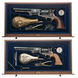 Set of Two Cased Factory Engraved and Gold Inlaid Colt Black Powder Series Percussion Revolvers with