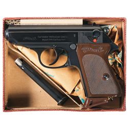 Exceptional Walther PPK Semi-Automatic Pistol in Scarce 9mm Kurz Caliber with Original Box