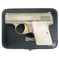 Early Engraved Belgium Baby Browning Vest Pocket Renaissance Semi-Automatic Pistol with Case