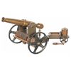 Image 1 : Unmarked Miniature Brass Cannon with Carriage and Caisson