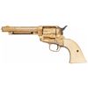 Image 1 : Cattle Brand Engraved Gold Plated Antique Colt Frontier Six Shooter Single Action Army Revolver with