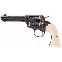 Engraved Colt Bisley Model Single Action Army Revolver with Ivory Grips