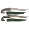 Image 1 : Two Indian Style Daggers with Gold and Silver Koftgari Inlay and Figural Silver Horsehead Handles