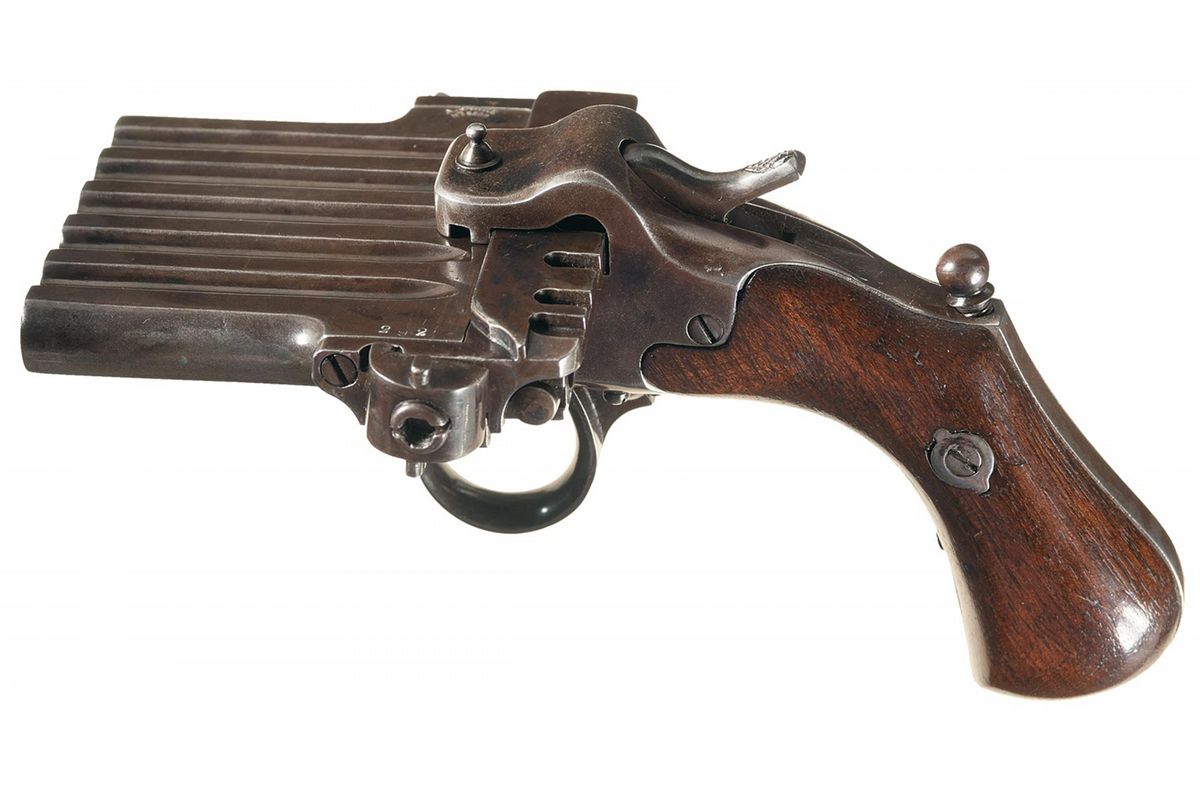 Scarce and Desirable Jarre Double Action Harmonica Pinfire Pistol