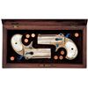 Image 1 : Spectacular Cased Pair of Engraved Gold and Silver Remington Over/Under Derringers with Pearl Grips 