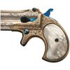 Image 2 : Spectacular Cased Pair of Engraved Gold and Silver Remington Over/Under Derringers with Pearl Grips 
