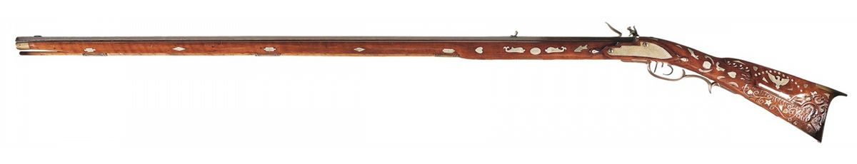 Attractive Full Stock Kentucky Flintlock Rifle with Long Barrel and ...