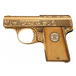 Exceptionally Rare Factory Engraved Gold Plated Walther Model 9 Presentation Pistol with Original Wa