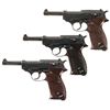 Image 1 : Collector's Lot of Three World War II German P38 Semi-Automatic Pistols -A) Mauser "byf/44" Code P38