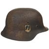 Image 1 : German Model 1942 Stahlhelm with Single SS Decal and Camouflage Paint Finish