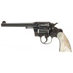 Factory Engraved Colt Army Special Revolver with Factory Letter and Steer Head Carved Pearl Grips