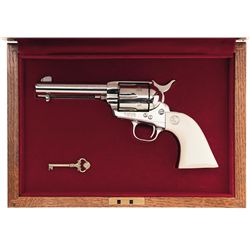 Cased Nickel Plated Colt Single Action Army Revolver with Ivory Grips