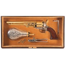 Cased Alvin A. White Engraved Second Generation Colt 1851 Percussion Revolver with Factory Letter an