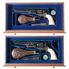 Image 1 : Two Cased Engraved and Gold Inlaid Colt Second Generation Percussion Revolvers with Ivory Grips, Fac