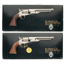 Collector's Lot of Two Boxed Consecutively Numbered Electroless Nickel Plated Colt Black Powder Seri