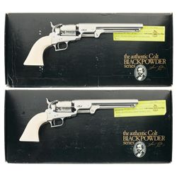 Collector's Lot of Two Boxed Consecutively Numbered Stainless Steel Colt Black Powder Series 1851 Na