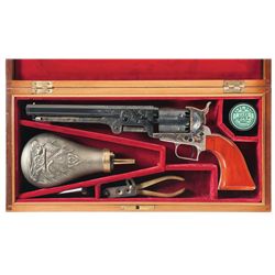 Early Cased Denise Thirion Engraved Colt Model 1851 Squareback Navy Percussion Revolver with Box R.L