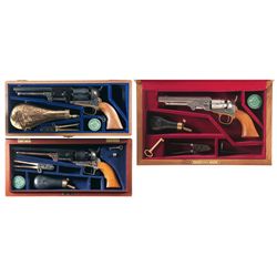 Three Cased Second Generation Colt Black Powder Revolvers with Accessories -A) Colt Third Model Drag