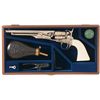 Image 1 : Rare Cased Nickel Plated Second Generation Colt Model 1860 Army Percussion Revolver with Ivory Grip,