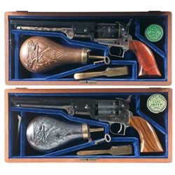 Two Cased Reproduction Model 1851 Navy Percussion Revolvers with Accessories -A) Early Colt Black Po