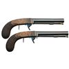 Image 1 : Unique High Grade Matching Pair of Engraved Gold Inlaid French Gosset Underhammer Target Pistols -A)