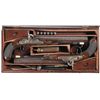 Image 1 : Cased Pair of Engraved Henry Nock Percussion Pistols with Accessories -A) Engraved Henry Nock Percus