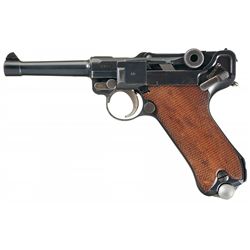 1917 Dated DWM Police Rework Luger Semi-Automatic Pistol with Holster and Two Matching Magazines