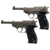 Image 1 : Unique Collector's Lot of Two World War II P38 Semi-Automatic Pistols -A) Mauser "byf/44" Code P38 S