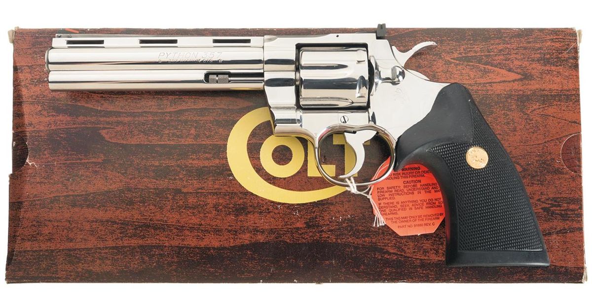 Bright Stainless Colt Python Double Action Revolver with Factory Box
