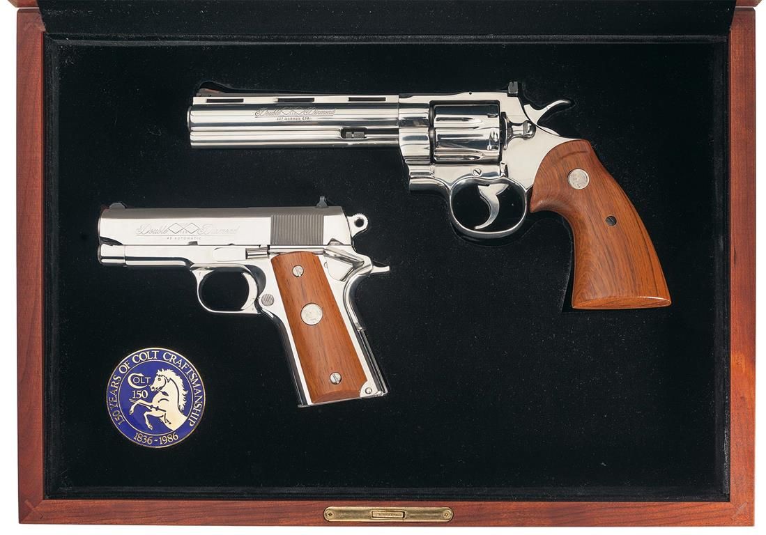 Excellent Cased Colt Double Diamond Commemorative Set -A) Colt Double ...