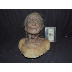 OLD WOMAN LADY ROTTEN SILICONE HEAD WITH SLIT THROAT AND HAND PUNCHED HAIRS KEEPER QUALITY GORE!
