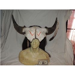THE LONE RANGER SCREEN USED & MATCHED HERO INDIAN HEADDRESS BUFFALO SKULL WITH HORNS & SCALP