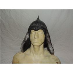 ANCIENT MONGOLIAN NORTHERN WATER TRIBE WARRIOR SCREEN USED HELMET WITH FUR FLAPS 3