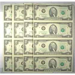 ( 4 ) 4 COUNT SHEETS OF  $2.00 BILLS: 2 ARE 2003, 1 IS 1995 AND ONE IS 1976