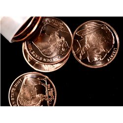 ( 20 ) ONE ROLL OF ONE OUNCE .999 COPPER ART ROUNDS, "BUFFALO NICKEL"  REPLICA