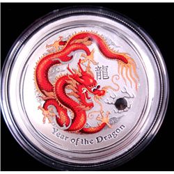 2012 AUSTRAILIAN YEAR OF THE DRAGON  HALF OUNCE SILVER  COLORIZED COIN