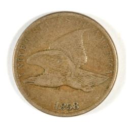 1858 S.L. FLYING EAGLE PENNY, VG/F