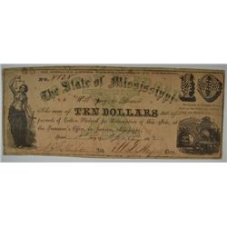 1862 $10 STATE OF MISSISSIPPI NOTE