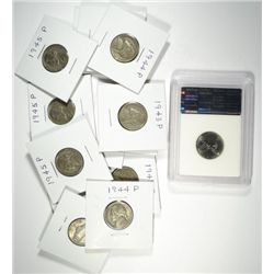 SILVER WAR NICKEL LOT. 13 SILVER COINS +  2005-D JEFFERSON BISON BU