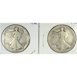 2 1916-D WALKING LIBERTY HALF DOLLARS